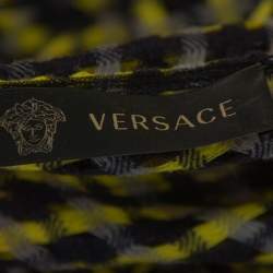 Versace Black & Yellow Wool Open Weave One Shoulder Midi Dress S