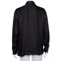 Pre Owned Versace Tribute Black & Gold Embellished Silk Button Front Shirt M