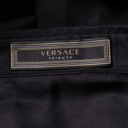 Pre Owned Versace Tribute Black & Gold Embellished Silk Button Front Shirt M