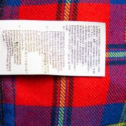 Pre Owned قميص فيرساتشي مزين ياقة مرصعة روكستد قصات صوف مربعات متعدد الألوان و دنيم أسود مقاس وسط (ميديوم)