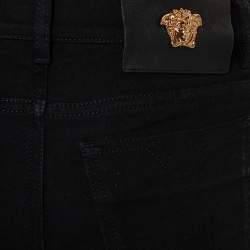 Versace Black Denim Button Embellished Paneled Jeans M