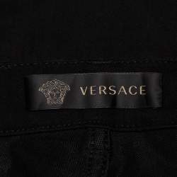 Versace Black Denim Button Embellished Paneled Jeans M