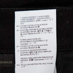 Versace Black Denim Button Embellished Paneled Jeans M