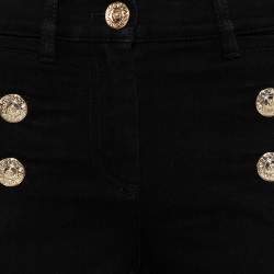 Versace Black Denim Button Embellished Paneled Jeans M