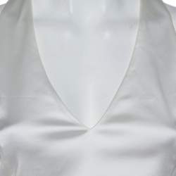 Pre Owned فستان فيرساتشي ساتان أبيض رقبة واسعة مقاس صغير (سمول)