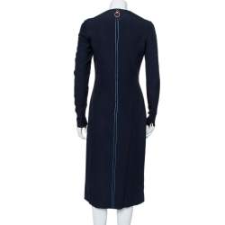 مملوكة مسبقًا Versace Navy Blue & Pink Panelled Sheath Dress S