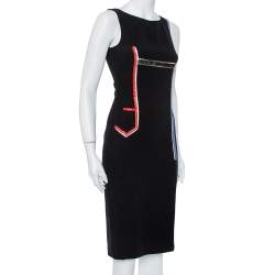 Pre Owned فستان فيرساتشي كريب أسود مزخرف أحجار مقاس صغير (سمول)