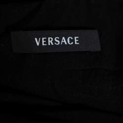 Pre Owned توب قصير فيرساتشي حرير أسود بشراشيب بلا أكمام مقاس صغير - سمول