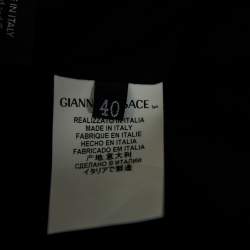 Pre Owned توب قصير فيرساتشي حرير أسود بشراشيب بلا أكمام مقاس صغير - سمول