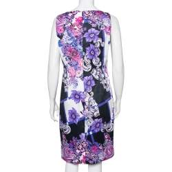 Versace Multicolor Printed Cotton Scoop Neck Sleeveless Shift Dress L
