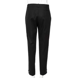 Pre Owned Versace Black Cotton Gold Ankle Detail Formal Trousers L 
