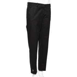 Pre Owned Versace Black Cotton Gold Ankle Detail Formal Trousers L 