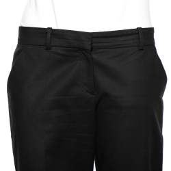 Pre Owned Versace Black Cotton Gold Ankle Detail Formal Trousers L 