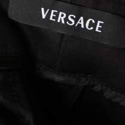Pre Owned Versace Black Cotton Gold Ankle Detail Formal Trousers L 