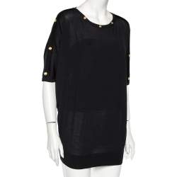 مملوكة مسبقًا توب فيرساتشي ميدوسا صوف أسود بأزرار أمامية مقاس متوسط - ميديوم