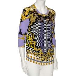 Pre Owned بلوزة فيرساتشي مزخرف حرير مطبوع بروكيد متعدد الألوان مقاس متوسط