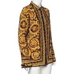 مملوكة مسبقًا Versace Multicolor Baroque Printed Silk Button Front Shirt L