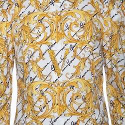 Pre Owned Versace White Baroque Printed Cotton Victorian Sleeve Detail Shirt M