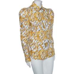 Pre Owned Versace White Baroque Printed Cotton Victorian Sleeve Detail Shirt M