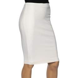 Pre Owned Versace Off White Silk Pencil Skirt S