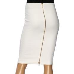 Pre Owned Versace Off White Silk Pencil Skirt S