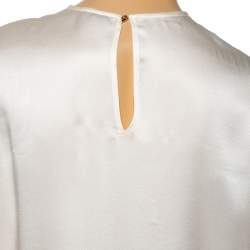 Pre Owned Versace Cream Floral Textured Silk Long Sleeve Blouse S