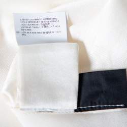 Pre Owned Versace Cream Floral Textured Silk Long Sleeve Blouse S