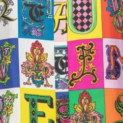 Pre Owned Versace Multicolor Baroque Alphabet Printed Silk Shirt M
