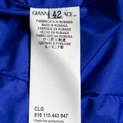 Versace Collection Blue Down Quilted & Fur Trimmed Belted Jacket M