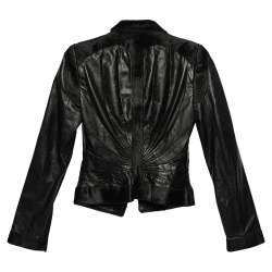 مملوكة مسبقًا Versace Black Leather Fur Lined Biker Jacket S
