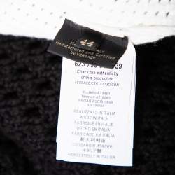 مملوكة مسبقًا Versace Monochrome Open Knit Contrast Trim Zip Front Sweater M