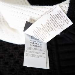 مملوكة مسبقًا Versace Monochrome Open Knit Contrast Trim Zip Front Sweater M