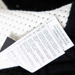 مملوكة مسبقًا Versace Monochrome Open Knit Contrast Trim Zip Front Sweater M