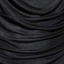 Pre Owned Versace Black Jersey Gold Logo Chain Strap Detail Top M