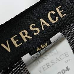 Pre Owned Versace Black Jersey Gold Logo Chain Strap Detail Top M