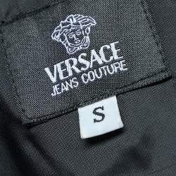 Pre Owned Versace Jeans Couture Black Cotton Quilt Detail Zip Front Jacket S