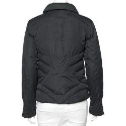 Pre Owned Versace Jeans Couture Black Cotton Quilt Detail Zip Front Jacket S