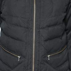 Pre Owned Versace Jeans Couture Black Cotton Quilt Detail Zip Front Jacket S