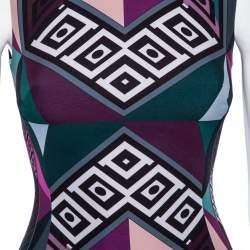Pre Owned Versace Collection Multicolored Printed Crepe Sleeveless Mini Dress S