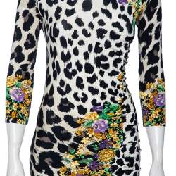 مملوكة مسبقًا Versace Multicolored Printed Jersey Ruched Dress L