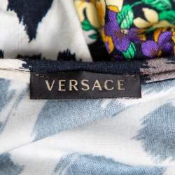 مملوكة مسبقًا Versace Multicolored Printed Jersey Ruched Dress L