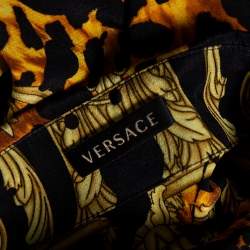 مملوكة مسبقًا Versace Multicolored Printed Silk Cut Out Sleeve Detail Blouse L