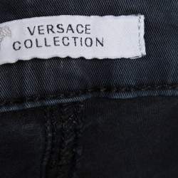 Versace Charcoal Grey Denim Stud Embellished Pocket Detailed Jeans S 
