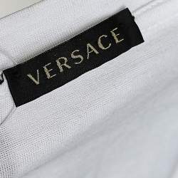 Pre Owned Versace White Logo Embellished Cotton Short Sleeve T-Shirt M