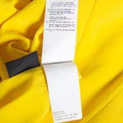 مملوكة مسبقًا Versace Yellow Printed Silk Leather Trim Detailed Bodycon Dress S