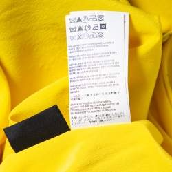 مملوكة مسبقًا Versace Yellow Printed Silk Leather Trim Detailed Bodycon Dress S