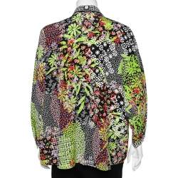 Pre Owned Versace Multicolored Printed Button Front Oversized Blouse L