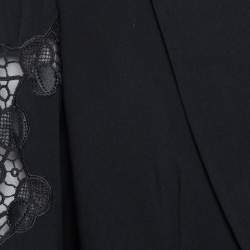 Pre Owned جاكيت بليزر فيرساتشي كريب أسود ومدخات دانتيل صدرية واحدة مقاس وسط (ميديوم)