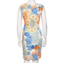 Pre Owned Versace Multicolor Printed Crepe Sleeveless Midi Dress M