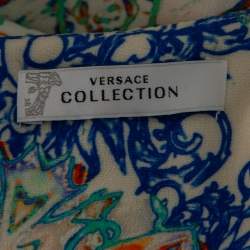 Pre Owned Versace Multicolor Printed Crepe Sleeveless Midi Dress M